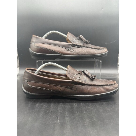 Johnston & Murphy J&M Brown Leather Tassel Loafer Slip-On Shoes Men's 10M - Picture 1 of 8